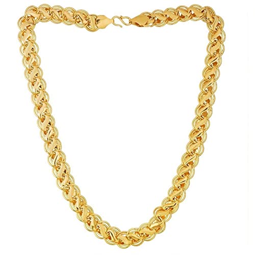 MEENAZ Chain for Men Boys Husband gents boyfriend Stylish Gold Chain Golden Neck Stainless Steel Chains for Man Jewellery for Men Birthday Gift Anniversary fashion necklace 20 inch-AM105