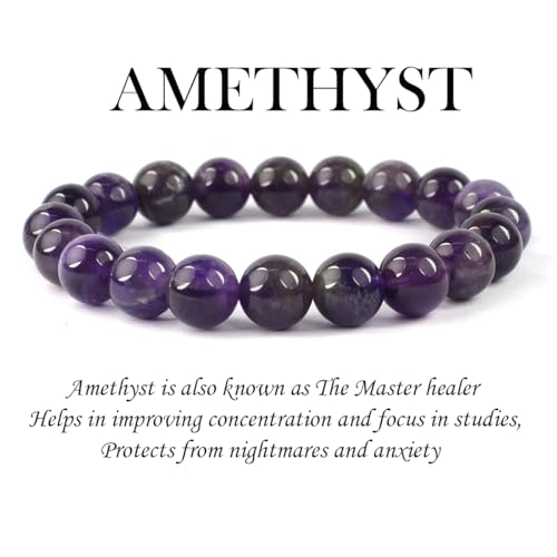 Image of Reiki Crystal Products Certified Natural Crystal Stone Round 10 mm Beads Bracelet for Men and Women | Reiki Charged Gemstone Jewellery Bracelet| Multiple Stone Variants Available