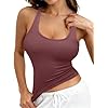 REORIA Women's Sexy Halter Backless Tank Top Sleeveless Fitted Crop Top Y2K Trendy Summer Basic Camisole Heath Rose Red X-Large