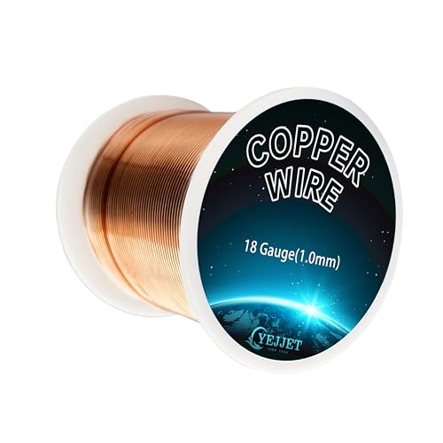 YEJJET 99.9% Solid Copper Wire 18 Gauge 1 Pound Spool