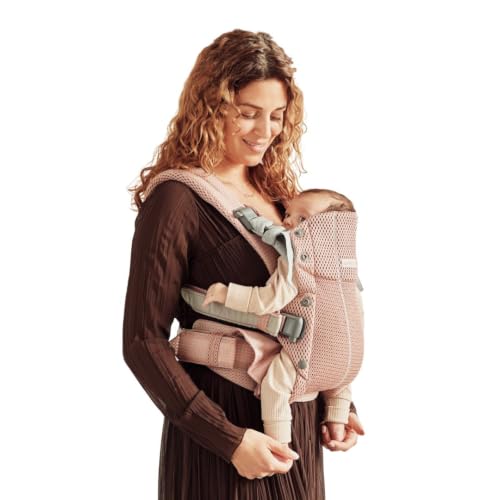 Image of BabyBjorn Baby Carrier Harmony, Dusty Pink, 3D Mesh | 3-in-1 Ergonomic Baby Carrier; Newborn, Facing-in, Outward-Facing, and Back Carrying Positions Supported (7-40 lbs), Newborn to Toddler