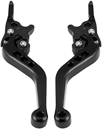 Keenso Motorbike Brake Clutch Lever, Universal 1 Pair Aluminum Alloy Motorcycle Brake and Clutch Lever Motorbike Clutch Lever Brake Handle Levers Double Disc (Black)