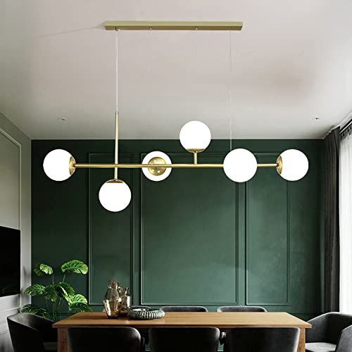 Lustre en verre LED style moléculaire au design épuré et luxueux
