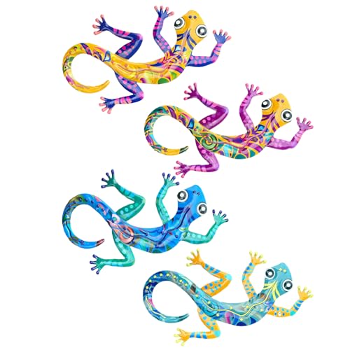 Décoration murale lézard en métal pour extérieur, gecko de jardin en fer