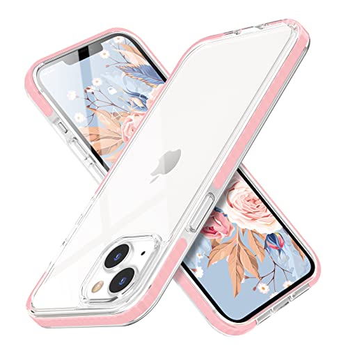 MATEPROX Coque Clair Compatible avec iPhone 14 Plus Coque Housse de Protection TPU+TPE Bumper, Ultra Mince Anti-Jaune Antichoc Cover Coque pour iPhone 14 Plus 6,7'' 2022-Rose Cover