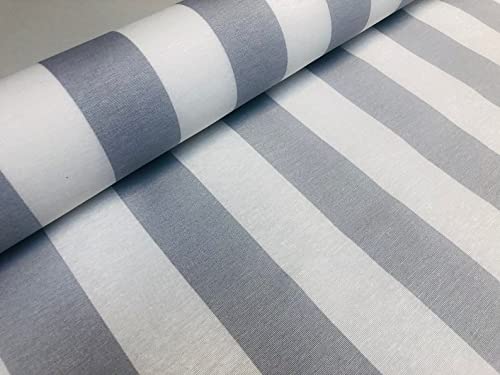 Sofia Striped Fabric, 4cm Wide White Stripes for Curtains Upholstery Home Decor Table Runner Material, 140cm Wide (1 Metre