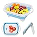 Gohytal Tabla de Cortar Multifunción, Cesta de Drenaje Plegable Tabla de Cortar Cocina Portátil Plegable con Cuchillo de Verduras, de Verdura Cesta de Almacenamiento, Accesorios Camper-Cielo Azul