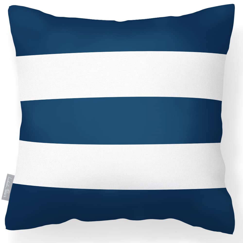 Izabela Peters Estate Blue Outdoor Cushions Waterproof, 43 Cm, Filled Outdoor Cushion, - 3 Stripes Horizontal, Garden Furniture Cushions, Outdoor Seat Cushions, Garden Chair Cushions