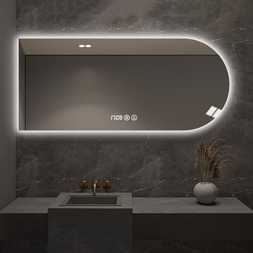 Miroir salle de bain LED tactile étanche IP44 avec heure - 4