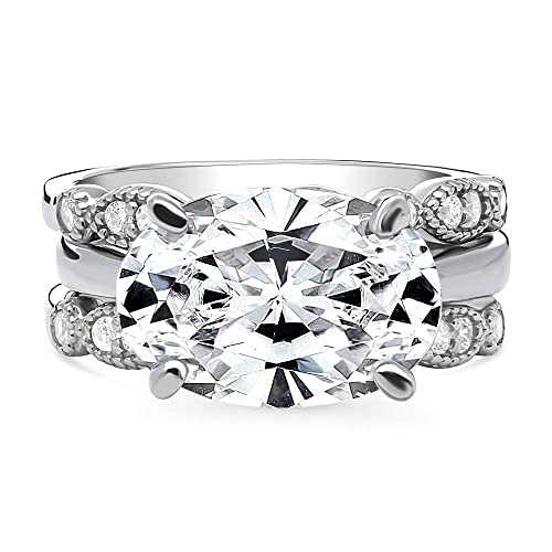 BERRICLE Sterling Silver Milgrain Wedding Engagement Rings 5.5 Carat Cubic Zirconia CZ Solitaire Ring Set for Women, Rhodium Plated2