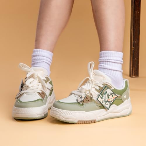 Bobo's House Women's Adventurous Girly Green Chunky Sneakers Pastel Green Kawaii Vegan Shoes3