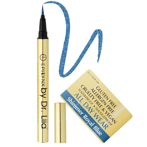 Liquid Eyeliner - Hypoallergenic Eyeliner with Fine Brush Tip, Long-Lasting Waterproof Eye Liner - Cruelty-Free, Vegan, Hypoallergenic, Gluten-Free, Smooth Liquid Eye Liner, Shimmer Royal Blue 2mL