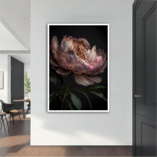 Art floral moderne de fleurs roses en impression sur toile esthétique grand format 80x110 cm