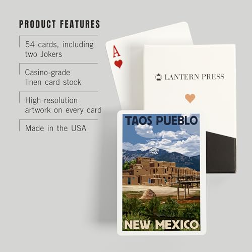 Lantern Press Taos Pueblo New Mexico Naipes Poker miniatura 3
