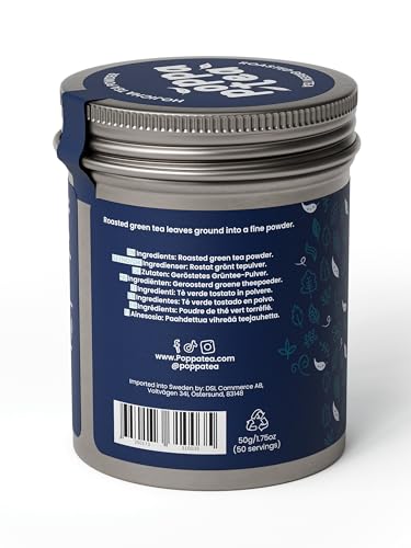 PoppaTea Hojicha-Teepulver - Gerösteten Grüntee (50g Dose)