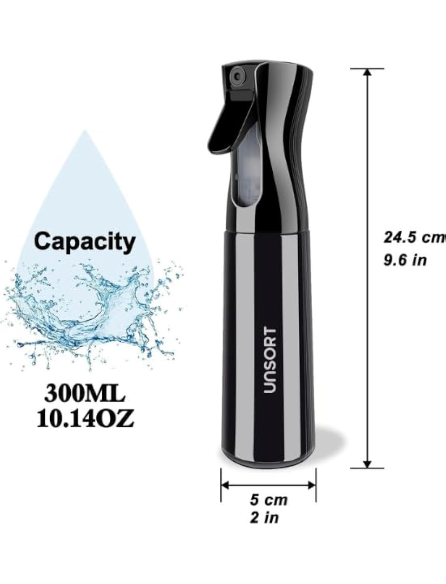 Spray Bottle for Hair Mist, Continuous Fine Mist Water Sprayer