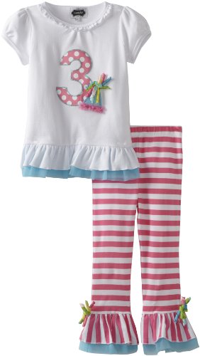 Mud Pie Toddler Girls' Birthday 2 Piece Set, Three, 3T
