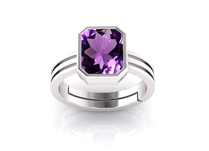 12.00 Ratti 11.50 Carat Natural Amethyst Stone Ring Astrological Birthstone Adjustable Ring Size 16-24 for Men and Women,s