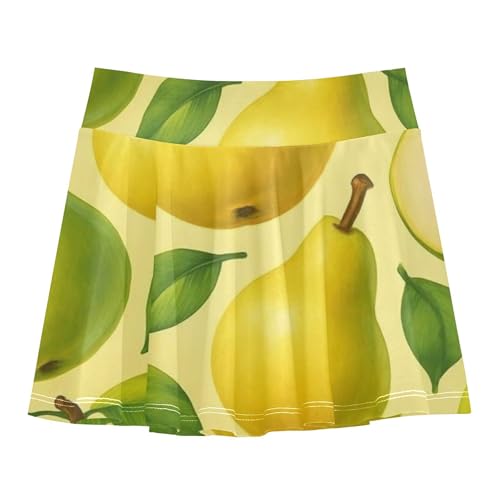 Joisal Girls Skorts Athletic Shorts Stylized Whole Sliced Pears Yellow Toddler Tennis Skirts Uniform Little Girl 3t
