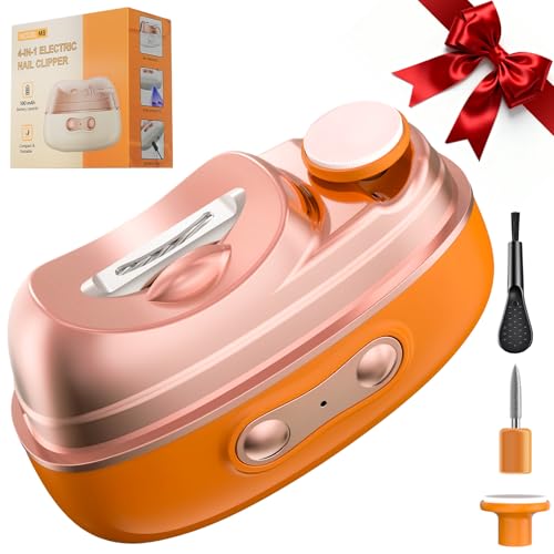 Image of 4-in-1 Electric Nail Clipper with LED Light - Quiet Rechargeable Nail Grooming Kit, Grinder & Polisher, 2 Speed, Nail Debris Collector, Portable Gift Set