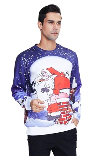 Idgreatim Unisex Ugly Christmas Crewneck Sweatshirt Novelty 3D Graphic Long Sleeve Sweater Shirt