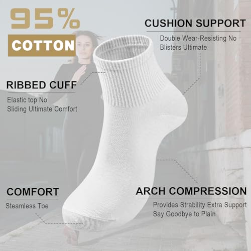 Image of Womens Crew Ankle Socks 8 Pairs Thin Cotton Athletic Casual Socks for Women Gym Running Sports