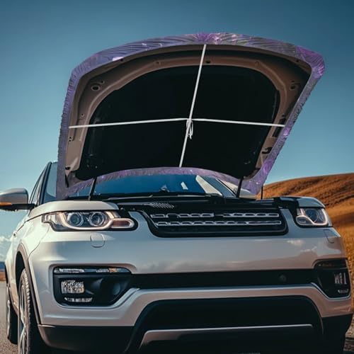 Image of Purple Rose Wolf Car Hood Cover Protector for Women, 59x39 Inch Car Hood Wrap Blankets, Universal Automotive Exterior Accessories for Sedans SUV Trucks Pickup Jeep