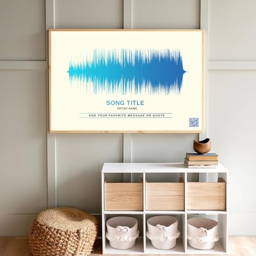 Personalized sound wave artwork with a QR code for playing the recorded audio