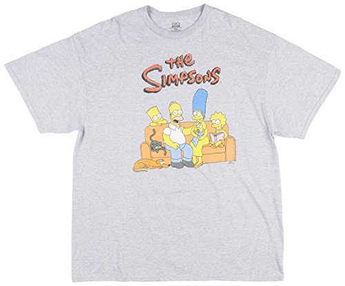 The Simpsons Men's Group Shot Logo T-Shirt, Heather Grey, X-Large