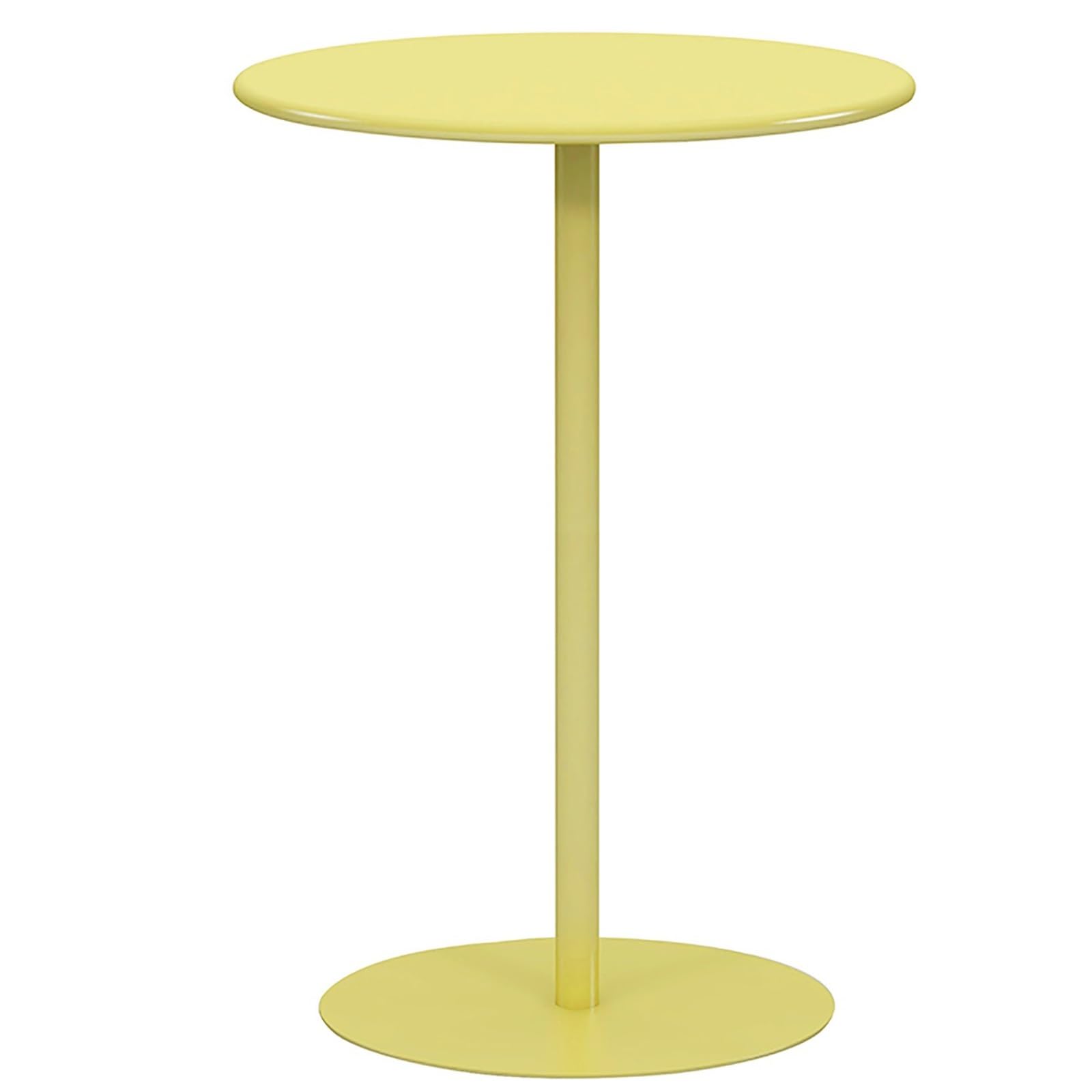 Petite table basse ronde jaune givré en métal pour salon et bureau moderne