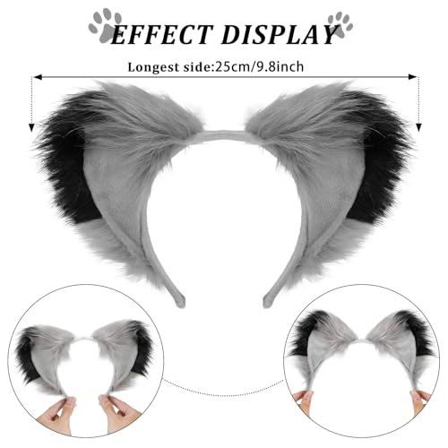 XEPST Fox Wolf Cat Cosplay Costume Set including Fox Wolf Cat Ears Animal Tail Kit Bells Choker for Anime Fancy Dress Party Halloween Christmas Dress Up Carnival Role Play - Image 3