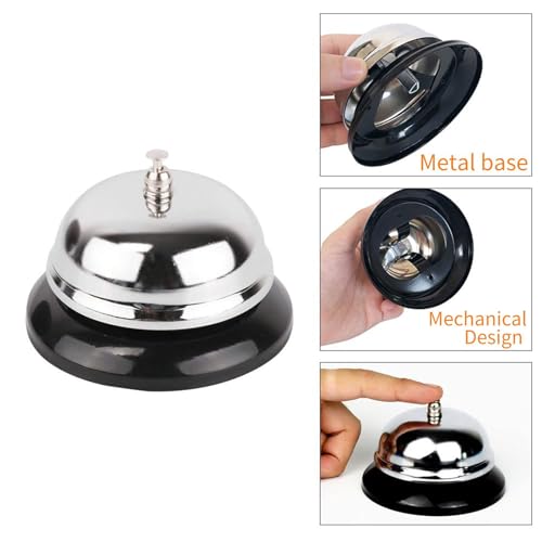 HREDZEO Call Bell, Restaurant Bar Hotel Schools Service Bell, Silver, Carbon Steel, Reception Occasion - Image 3