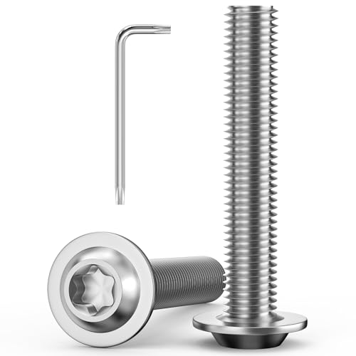 Valorada 20Pcs M6 Bolts, M6 x 35mm Flanged Button Head Screws Bolts, 304 Stainless Steel Furniture Screws, Torx Drive, Fully Threaded with Torx Key