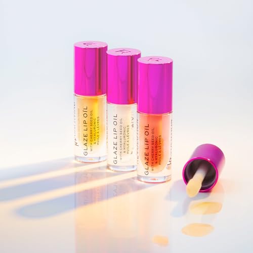 Image of Revolution Beauty Glaze Lip Oil, Hydrating & Nourishing Formula, Infused with Vitamin E & Hyaluronic Acid, Getaway Terracotta, 4.6 ML