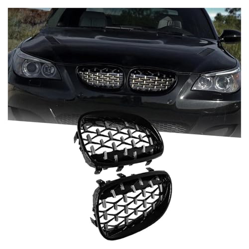 Parrilla delantera de riñón cromada con diseño de diamante negro para modelos E60 y E61 4