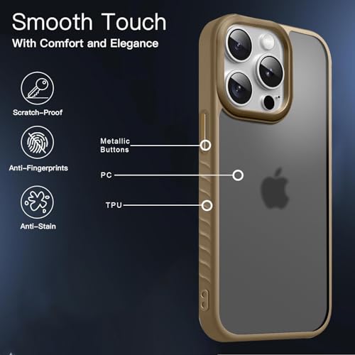 Image of KARWAN️ Shockproof Back Case Cover for iPhone 14 Pro | Camera Protection Bump |Shockproof Back Case Cover for iPhone 14 Pro - Brown