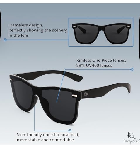 Image of UV400 Rimless One-Piece Lens Reflective Sun Glasses for Men & Women