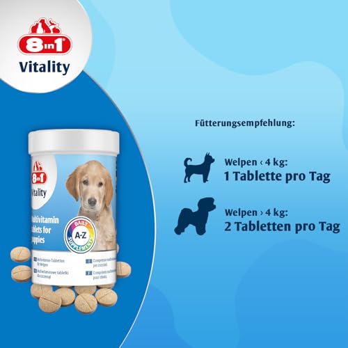 8in1 Multivitamin Tabletten Puppy - zur Nahrungsergänzung bei Welpen, 1 Dose (100 Tabletten)