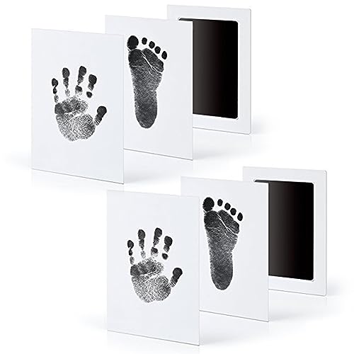 Jdxun 4 Piezas Huellas Bebe Recien Nacido, Almohadillas De Tinta De Manos Y Pies Bebé Sin Tacto, Kit Huella Del Mascota, Regalo De Bautizo