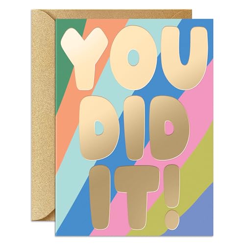 SWEETZER & ORANGE Congratulations Card with Gold Foil 5x7 Premium Greeting Card with Envelope & Seal Thick Cardstock Elegant Design for Promotion Wedding Retirement & Any Special Celebrations