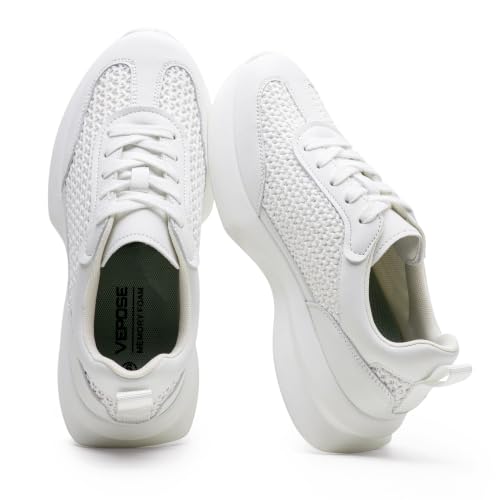 Image of Vepose Women's Retro Platform Sneakers Lightweight Lace Up Walking Shoes | Designer dressy sneakers with memory foam cushioning, grippy sole, and stylish woven or PU looks for work, travel, errands