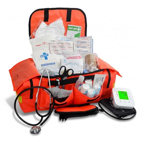 EMT 1st Emergency Responder First Aid Kit | First aid Medical Trauma Bag for Disaster Preparedness | Perfect for Wilderness, Camping, Home, Car, & Office Come with Unique Medical Supplies Items