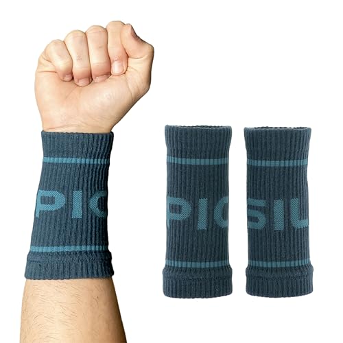 PICSIL - Cotton Sports Wristbands | Absorbent and Breathable | Ideal for Gym, Cross Training, Running and Tennis | Use with Grips | Unisex Design | Midnight