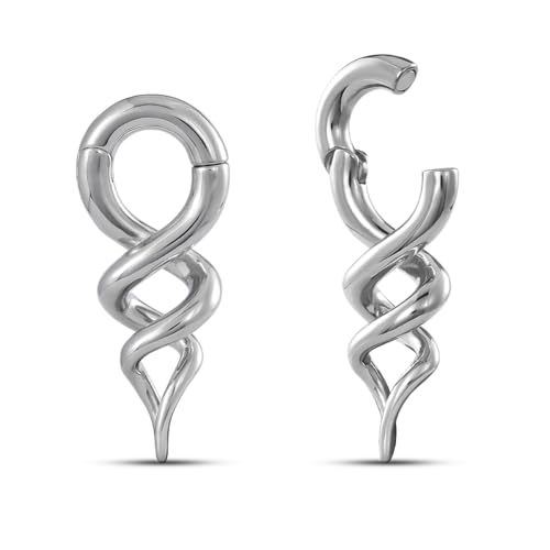 ERKUOO 1 Pair 2G Spiral Ear Hanger Weights for Stretched Ears Heavy Dangle Plug Gauges Women Men Gothic Minimalist 6mm Drop Ear Stretching Jewelry