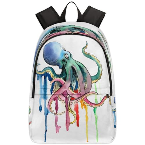 Sac à dos de voyage pieuvre arc-en-ciel ergonomique contre le mal de dos