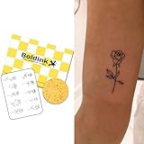 Boldink Semi-permanent Tattoos,Realistic Fake Tattoos,Last 7-15 Days,Waterproof Non-reflective Temporary Tattoo Stickers,Cruelty-free,Uniquely Designed Exquisite Packaging(Rose 2)