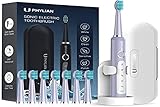 Elektrische Zahnbürste für Erwachsene – Schallzahnbürste mit Reiseetui, 8 Köpfe, 3 Stunden Ladezeit und Verwendung 60 Tage, 5 Modi und 2 Minuten Timer, hellviolett, Modell H8