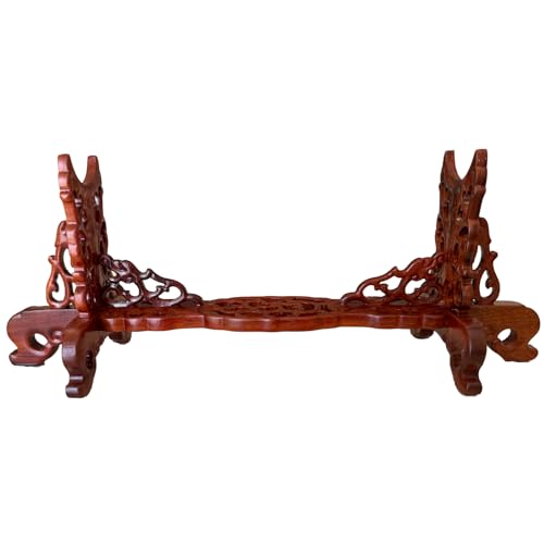 GUIIYLGG Sword Stand Katana Display Holder - Deluxe Red Sour Wood samurai Sword Holder Wakizashi Swords Table Display Holder Support All Tanto Sword - Thumbnail 3