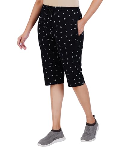 Image of FEEL TRACK Women Cotton Regular Fit Printed Capri (Pack of 1)