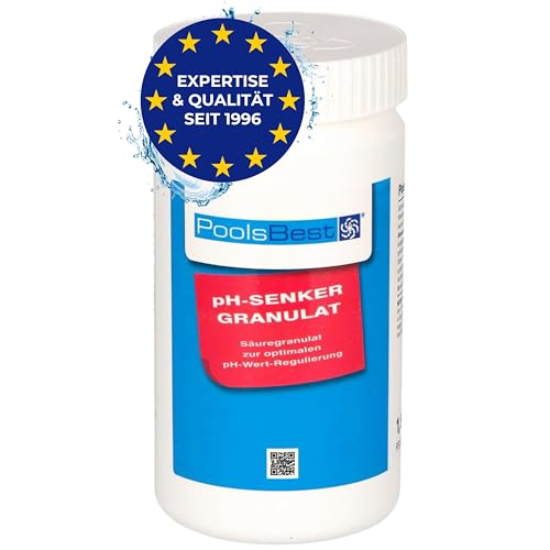 PoolsBest pH Senker Granulat 1,5kg I pH Minus zur optimalen pH-Wert Regulierung im Pool I hochwertiges pH Senker Pool Granulat I Pool pH Senker inkl. Messbecher I pH-Wert im Pool senken